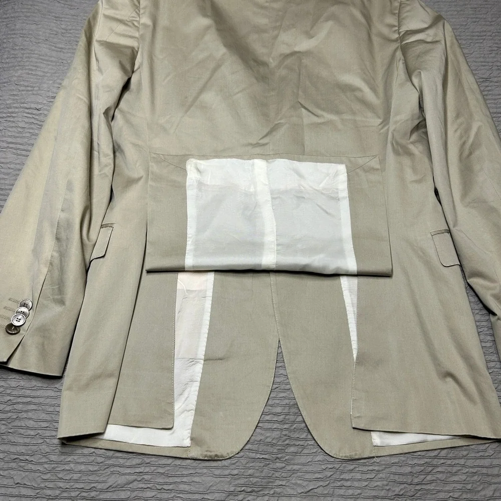 Zegna Mens 38R Beige Cotton Silk 2-Button Blazer Jacket 280CG4 Double Vent